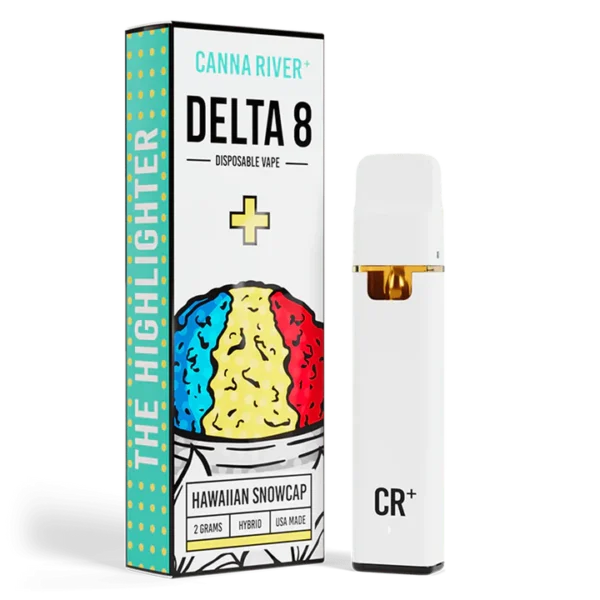 CannaRiver D8/D10 Highlighter Disposable (Hawaiian Snowcap Hybrid, 2g) delivers balanced effects, tropical flavor, and smooth vapor in a convenient pen.