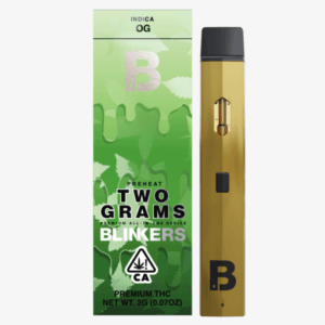 Blinkers 2G Disposable (OG Indica) delivers soothing relaxation with 2g of premium cannabis oil in a sleek, portable design.
