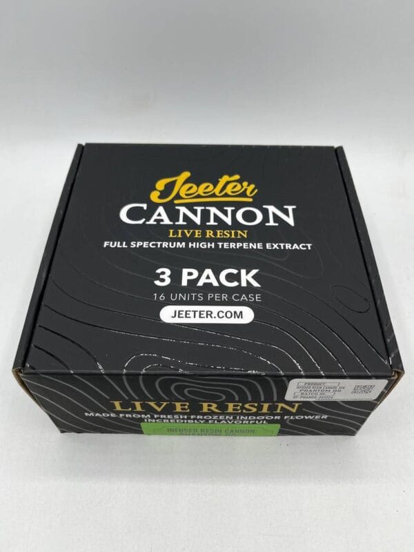 Experience Jeeter Live Resin Cannons: potent, flavorful live resin in a convenient, pre-filled device for on-the-go enjoyment.
