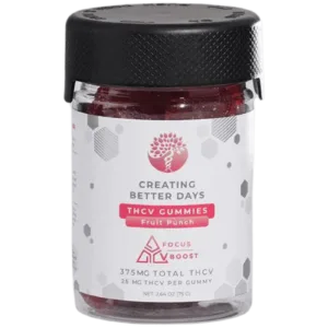 Enjoy Creating Better Days 25mg THC-V Gummies with 375mg total. Convenient, delicious, and perfect for energy and focus support.