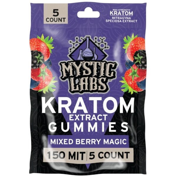 Experience Mystic Labs Kratom Gummies – Mixed Berry Magic! Potent, delicious, and convenient with 150mg MIT per pack. Enjoy kratom effortlessly!